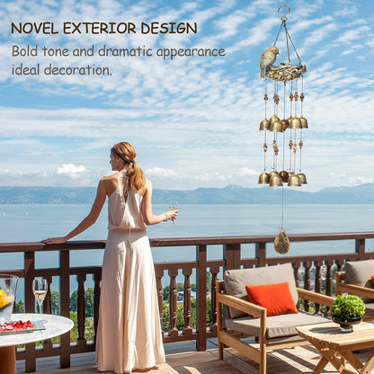 Bird Nest Wind Chimes,Wind Chimes for Outside with 12 Wind Bells for Glory Mothers Love Gift,Bird