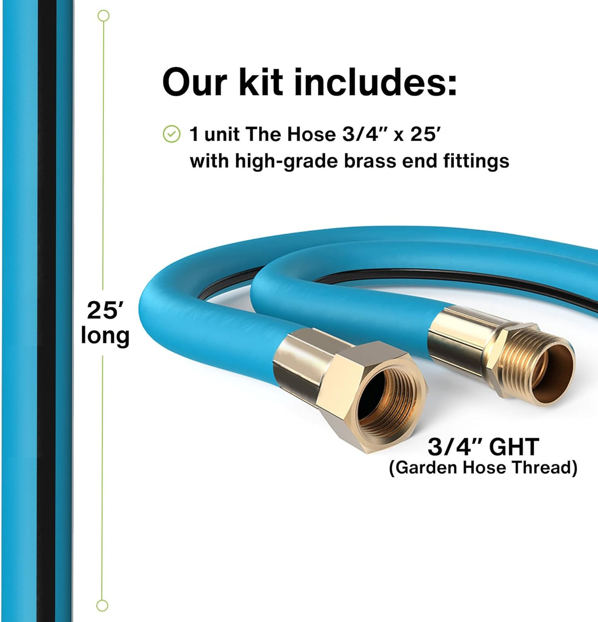 Aeromixer THE HOSE - 3/4 Inch Garden Hose 25Ft, Kinkless Commercial Garden Hoses, Heavy Duty