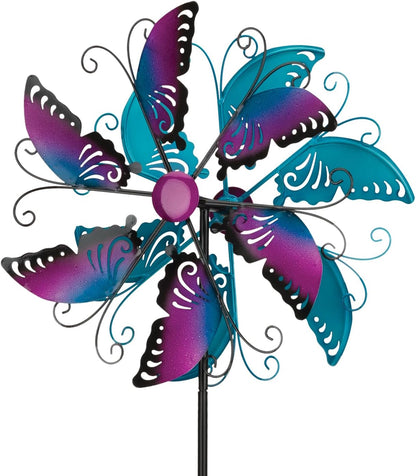 Regal Art & Gift Butterfly Wind Spinner – Metal Yard Decorations Outdoor | Kinetic Garden Spinner
