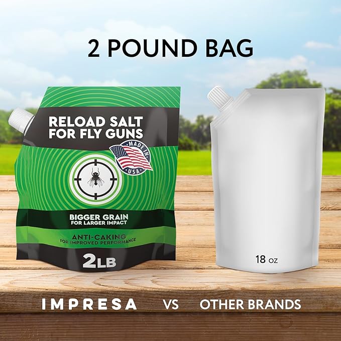 Impresa Fly Shooter Refill Salt - 2 lb Classic White Bag - Large-Grain Non-Caking Crystals &