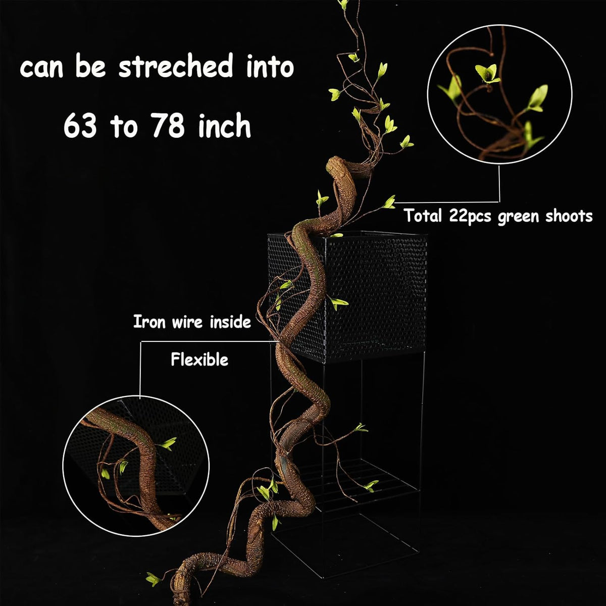 Bendable 63in Artificial Tree Twigs Cane Vine Branches Fake Plants Trunk Garland with Leaves for