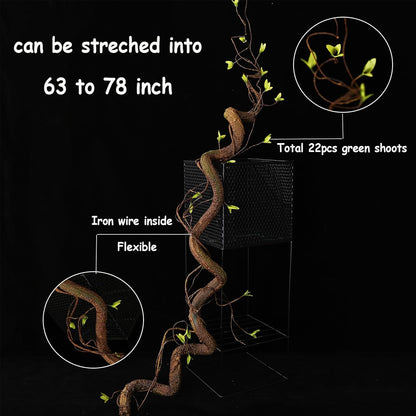 Bendable 63in Artificial Tree Twigs Cane Vine Branches Fake Plants Trunk Garland with Leaves for