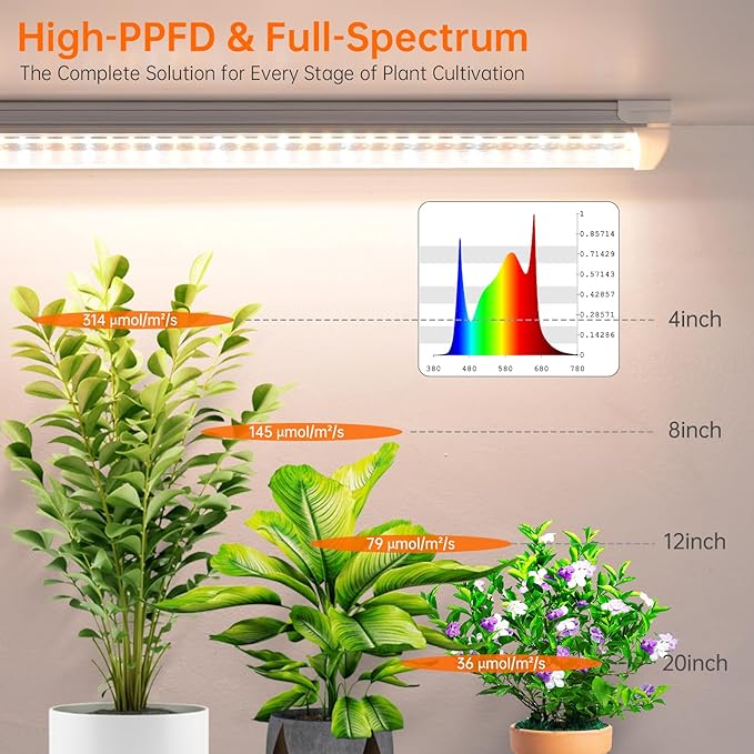 Bstrip T8 Grow Light, 1.4FT 36W (2 x 18W) Plant Lights for Indoor Growing with Timer, Full Spectrum