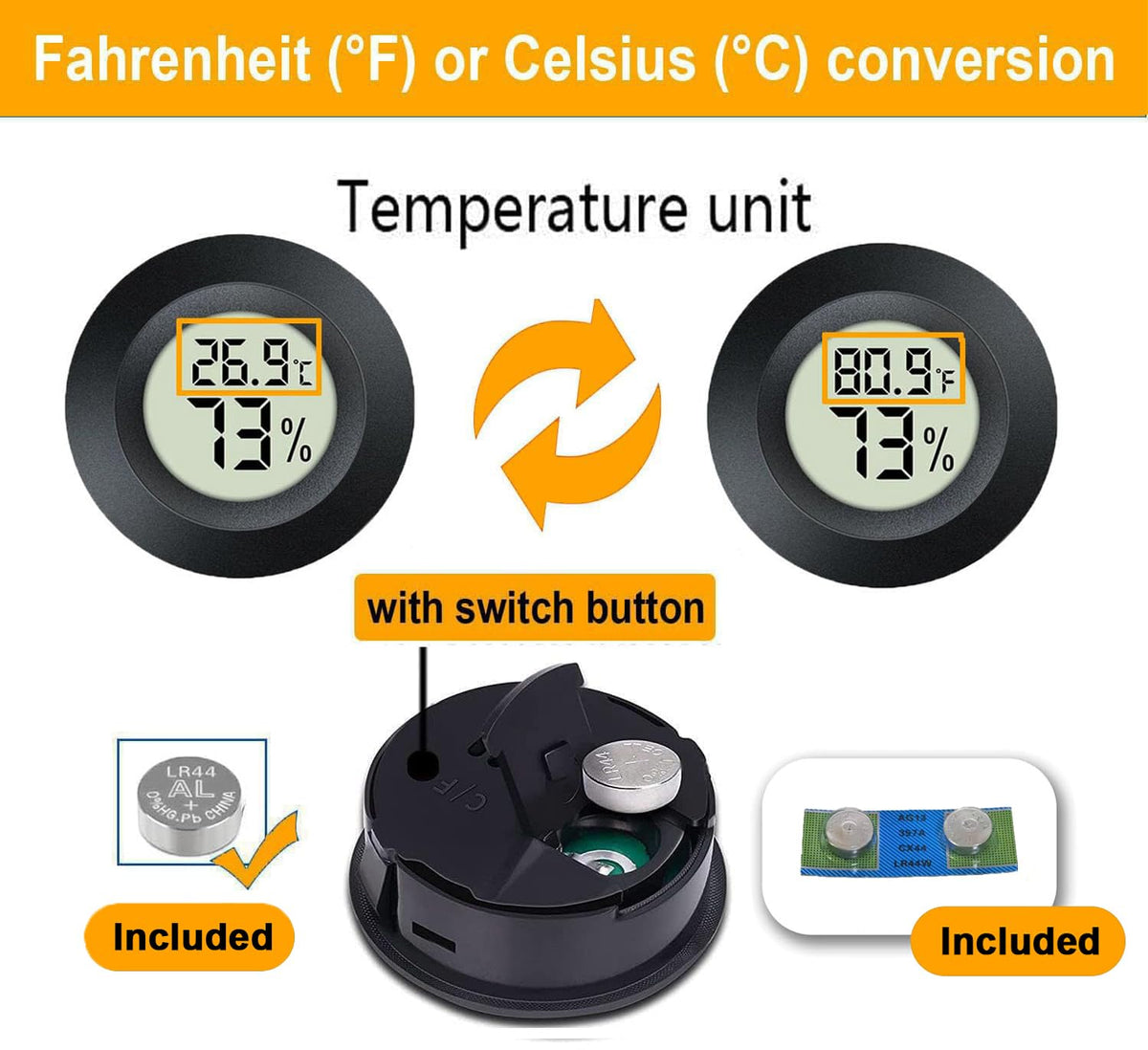 6 Pack Hygrometer Thermometer Digital Humidity Meter Indoor/Outdoor Humidity Monitor Reptile