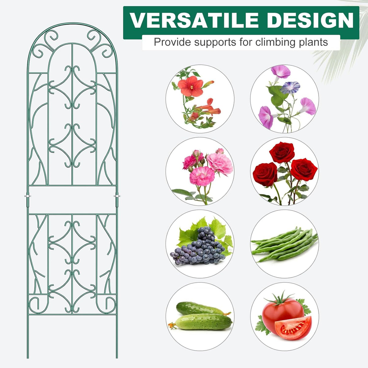 4 Pack Metal Garden Trellis for Climbing Plants,Green Metal Garden Trellis for Vines Plant Rose