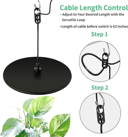 chiphy Hanging Grow Lights for Indoor Plants, 40W Full Spectrum with 3/9/12 Hours Timer, Pendant