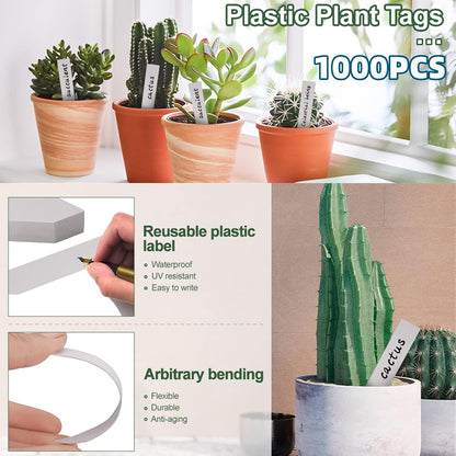 YaeCCC 1000 Pcs 4 Inches Plant Labels Plastic Plant Tags Nursery Garden Labels Pot Marker Garden