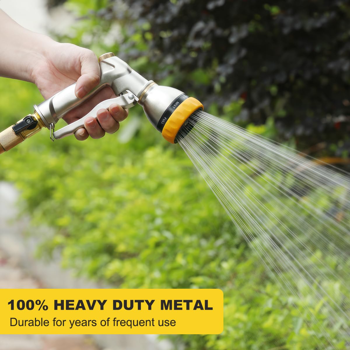 FANHAO Metal Garden Hose Nozzle Heavy Duty, 7 Adjustable Spray Patterns