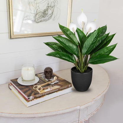 Fake Plants 20'' Faux Plants Artificial Potted Plants Indoor Realistic White Anthurium Artificial