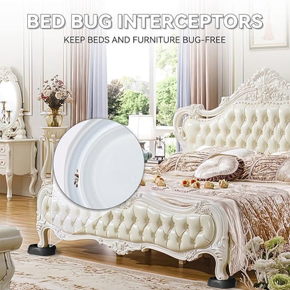 Bed Bug Interceptors with Anti Skid Pads | Bed Bug Traps and Detectors for Bedugs (White-8 Pcs)