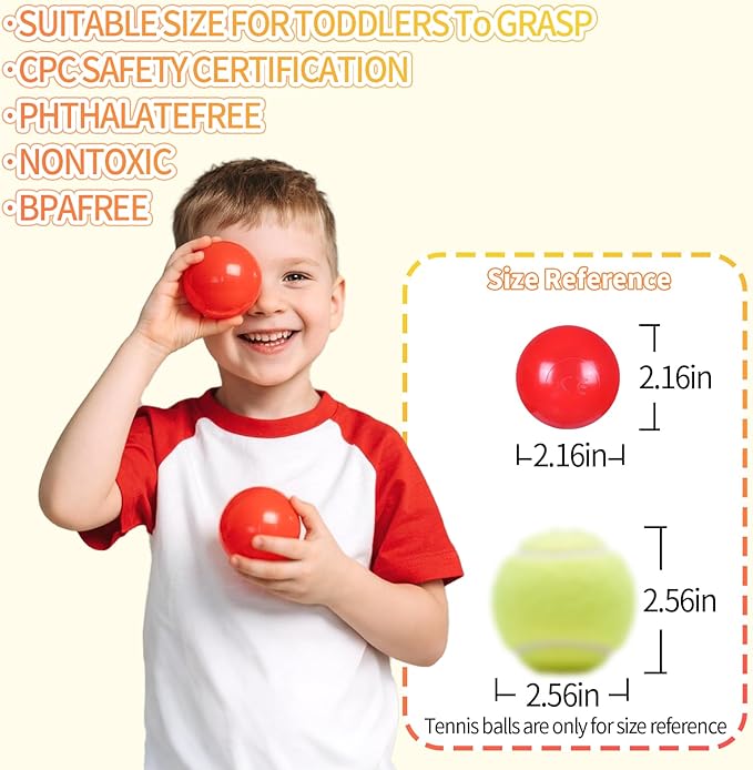 Ball Pit Balls for Kids, Plastic Refill 2.2 Inch Balls, 100 Pack, Bright Colors, Phthalate and BPA