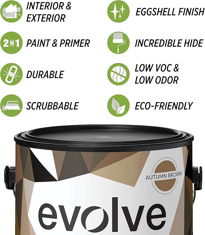 EVOLVE Paint & Primer: Environment-friendly, Low Sheen with One-coat Coverage for Interior &