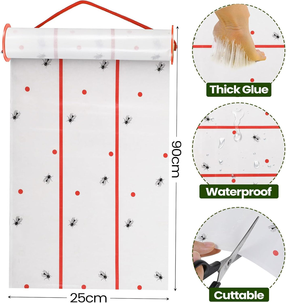 Qualirey Giant Sticky Fly Traps,30 Feet Fly Strips for Indoor Outdoor Hanging Flying Tapes Non