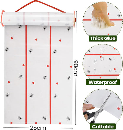 Qualirey Giant Sticky Fly Traps,30 Feet Fly Strips for Indoor Outdoor Hanging Flying Tapes Non