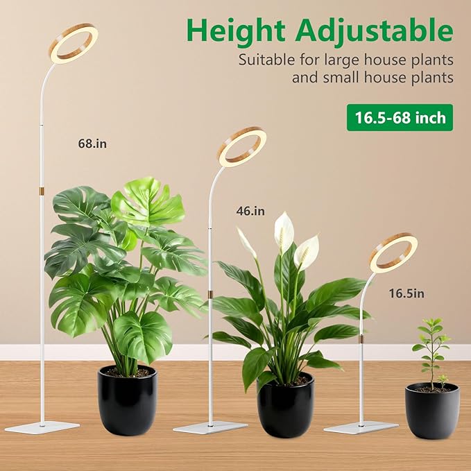 Full Spectrum Grow Light with Stand for Indoor Plants, Floor Plant Light, 6/12/18H Timer, 3 Color