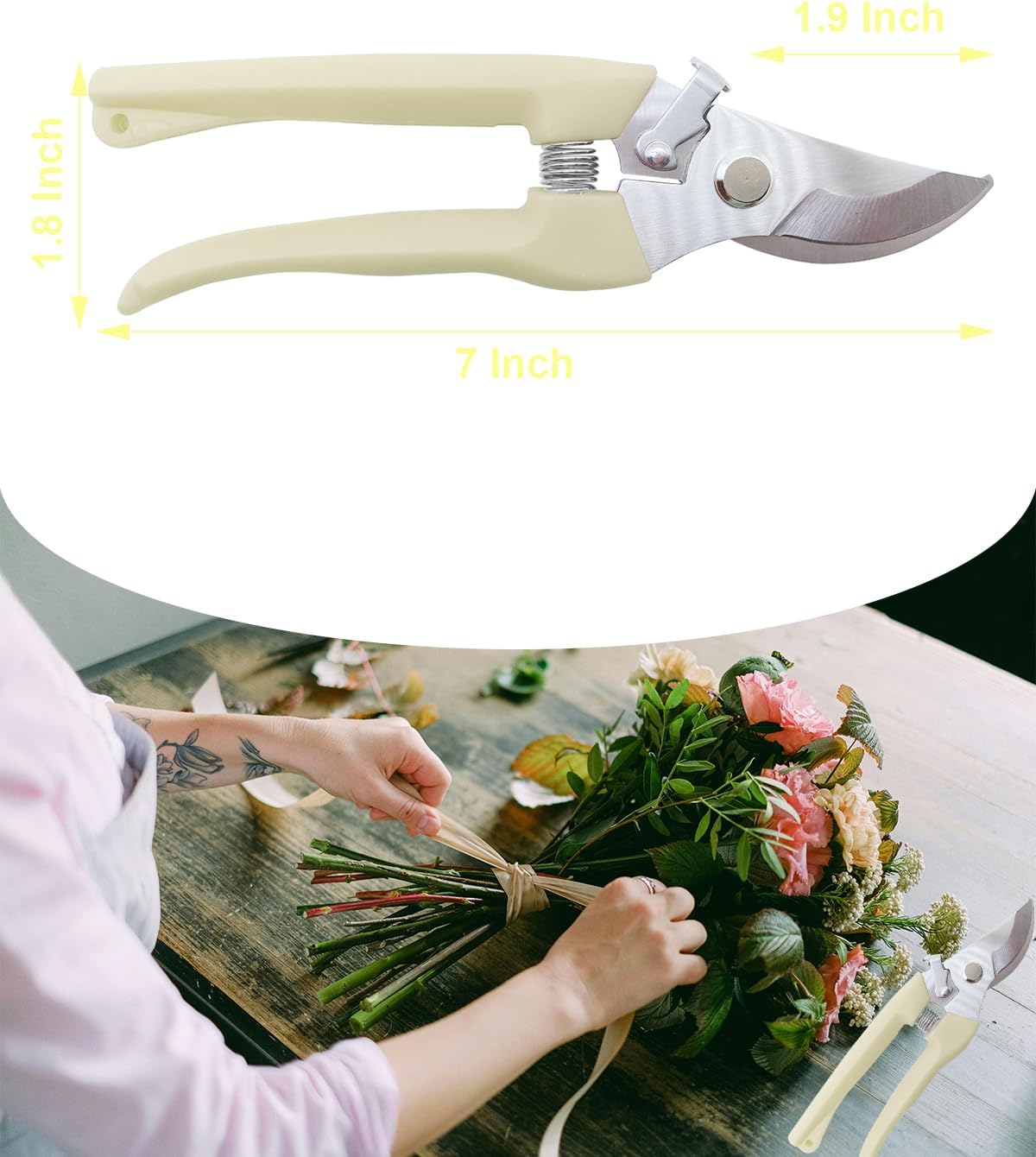 Pruning Shears for Gardening, 2 Pack Garden Scissors for Cutting Fresh Flowers, Floral Clippers for