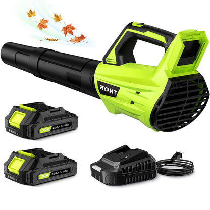 Leaf Blower Cordless, Leaf Blower with Battery and Charger - 2 Speed Modes, 2 Batteries, 20V