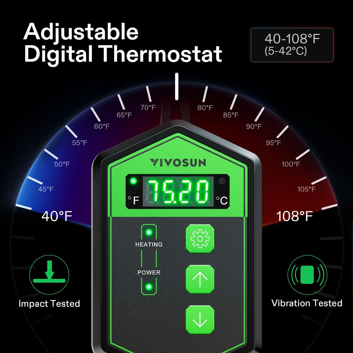 VIVOSUN 48" x 20.75" Seedling Heat Mat and Digital Thermostat Combo Set, UL & MET-Certified Warm