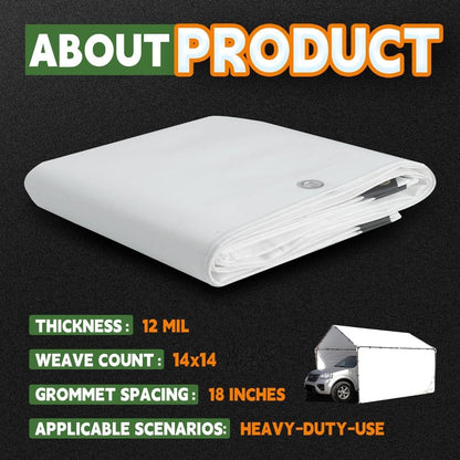 RAINDEWAY 12 Mil Heavy Duty White Tarp 7x9 Feet, UV Resistant, Waterproof, Weatherproof Poly Tarp