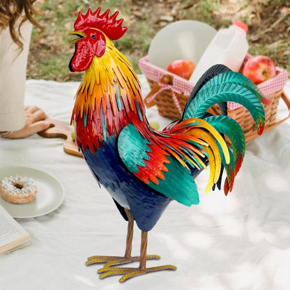 Kircust Metal Rooster Garden Statue Outdoor Decor Yard Art Chicken Decoration for Home Patio Lawn