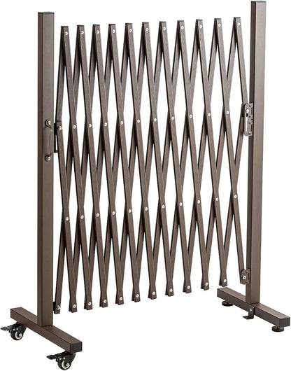 TECSPACE Aluminum Expandable Garden Fence, Portable Barricade Gate with Casters, Adjustable