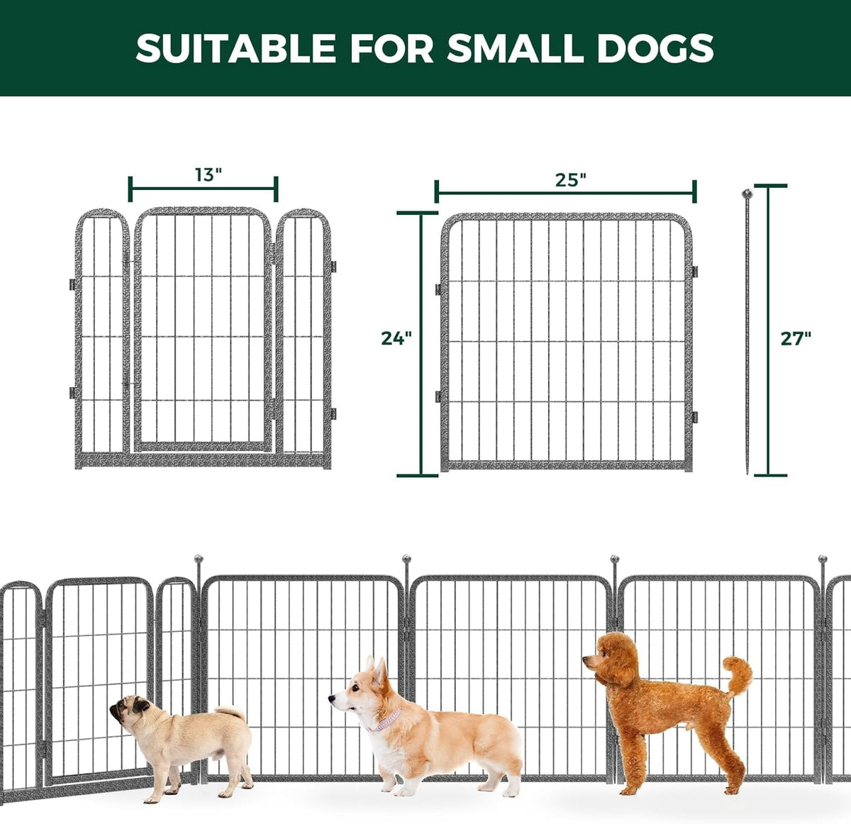FXW Garden Fence Outdoor for The Yard – 24in(H) x 60.9ft(L) Heavy Duty Metal Animal Barrier for Dog
