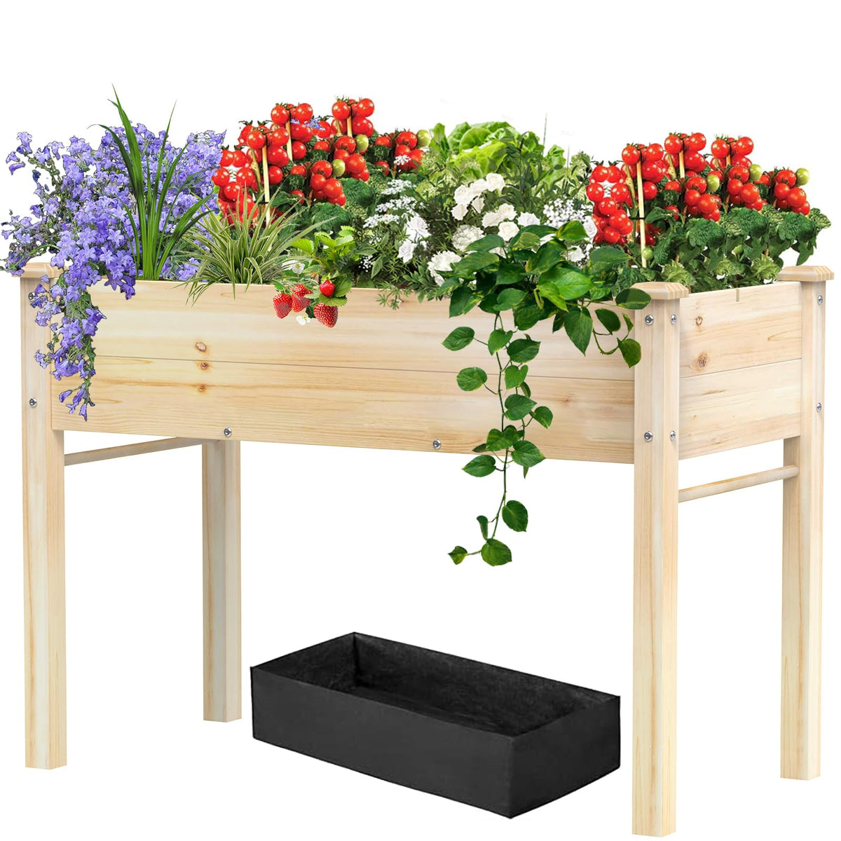 Elevated Wooden Raised Garden Bed with Legs, Reinforced Large Planter Box