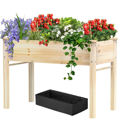 Elevated Wooden Raised Garden Bed with Legs, Reinforced Large Planter Box