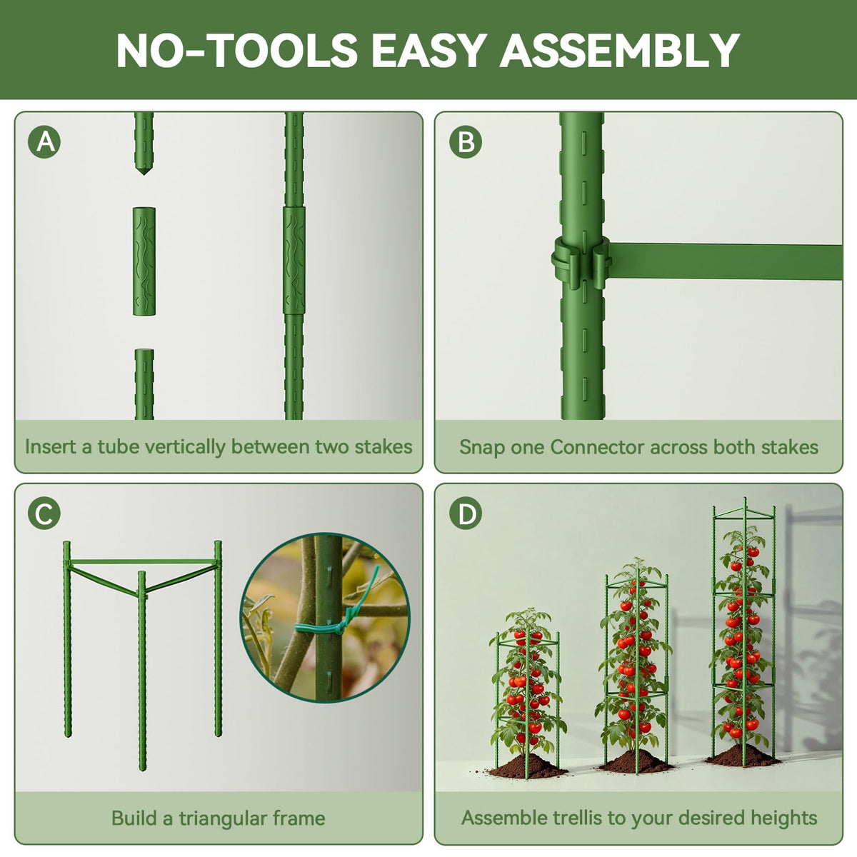 Halatool 6 Pack Tomato Cages for Garden, Up to 63 inch(5.2FT)