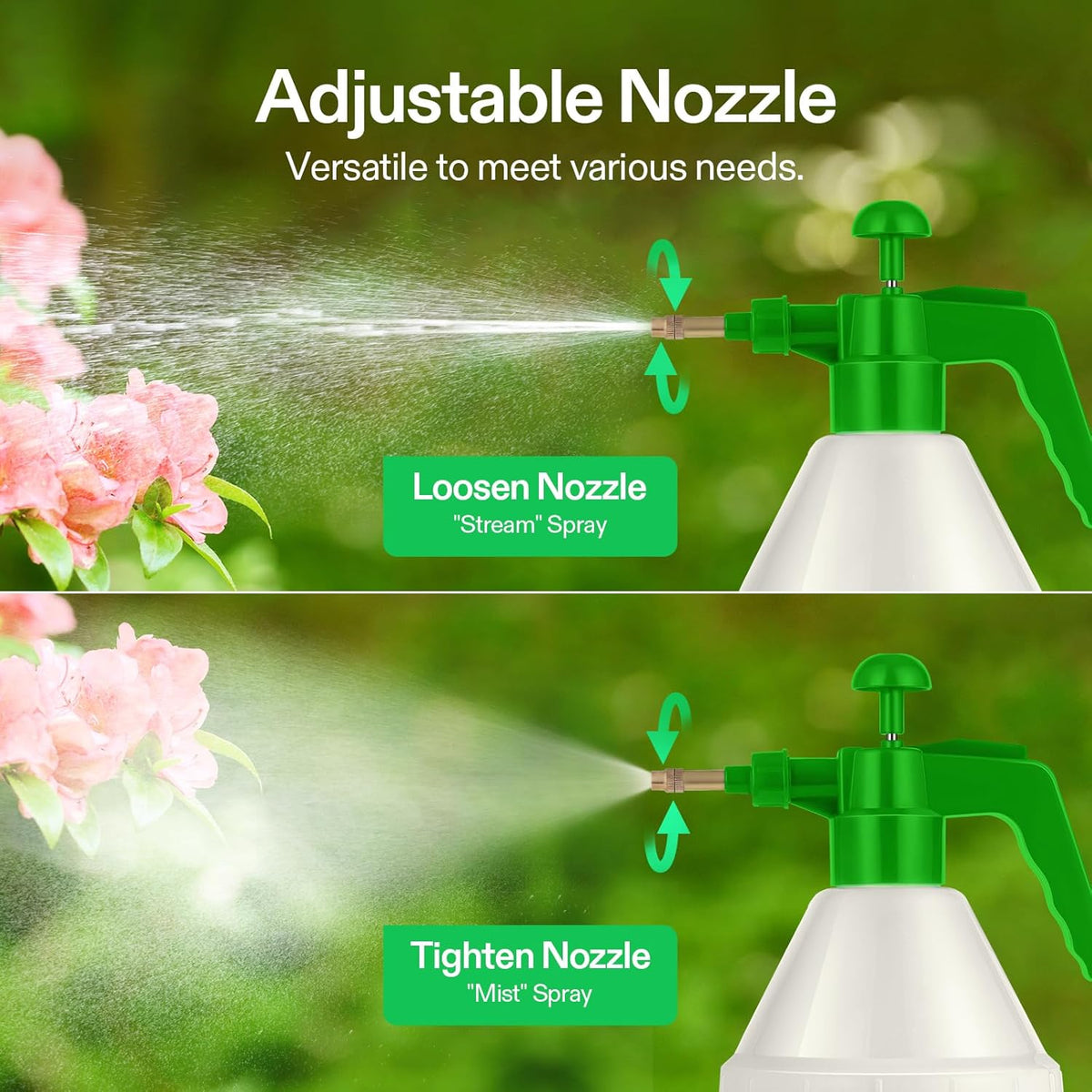VIVOSUN 50oz Pump Sprayer, Handheld Garden Water Sprayer Bottle with Adjustable Brass Nozzle, for