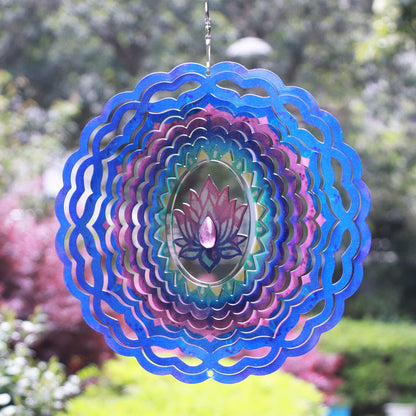 SPRING SONG Mandala Lotus Kinetic Wind Spinner for Yard and Garden Stainless Steel Spinner Indoor