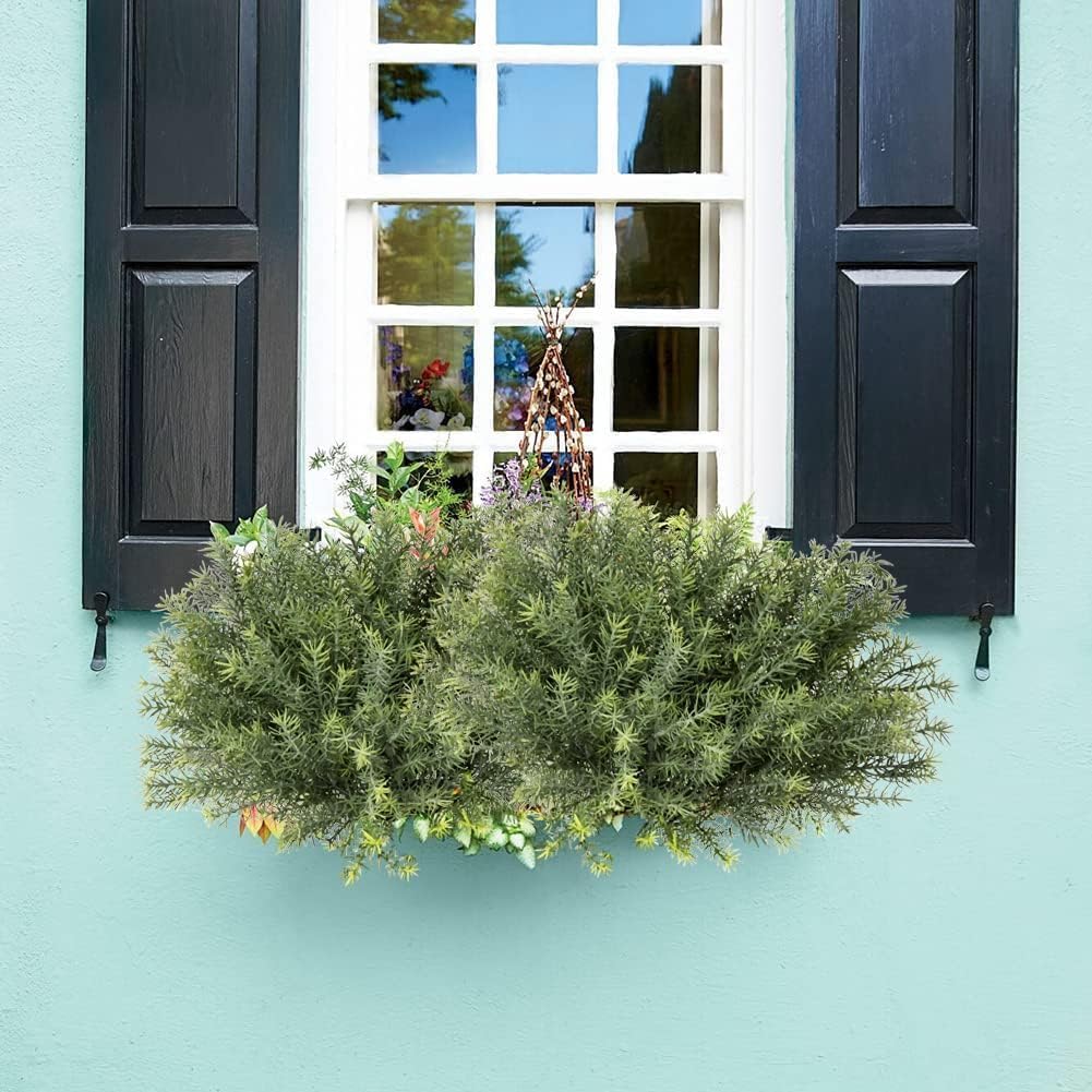 Artificial Rosemary Stems Fake Greenery Plants Faux Bushes Shrubs in Frosted Green for Decor Home