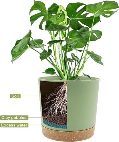 QCQHDU 12 inch Plant Pot, 2 Pack Planters for Indoor Plants with Drainage Holes & Saucer, Outdoor