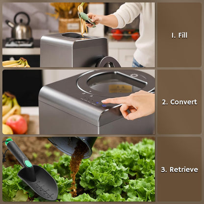 Airthereal Revive Electric Kitchen Composter with Visual Cover, Upgraded SHARKSDEN® Tri-Blade, Turn