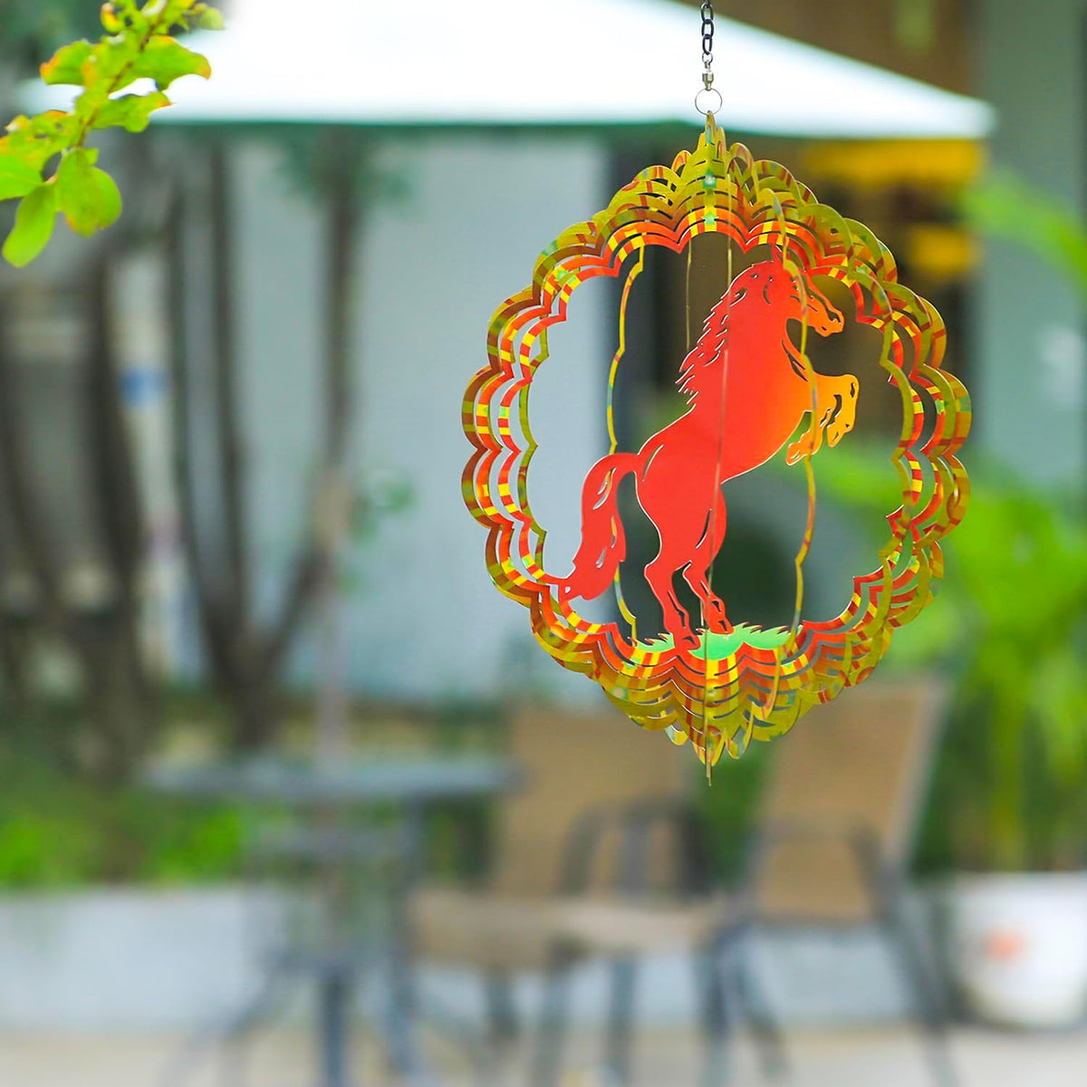 Horse Wind Spinners Horse Gifts for Women/Girls/Men 12 inch 3D Stainless Steel Hanging Wind Spinner
