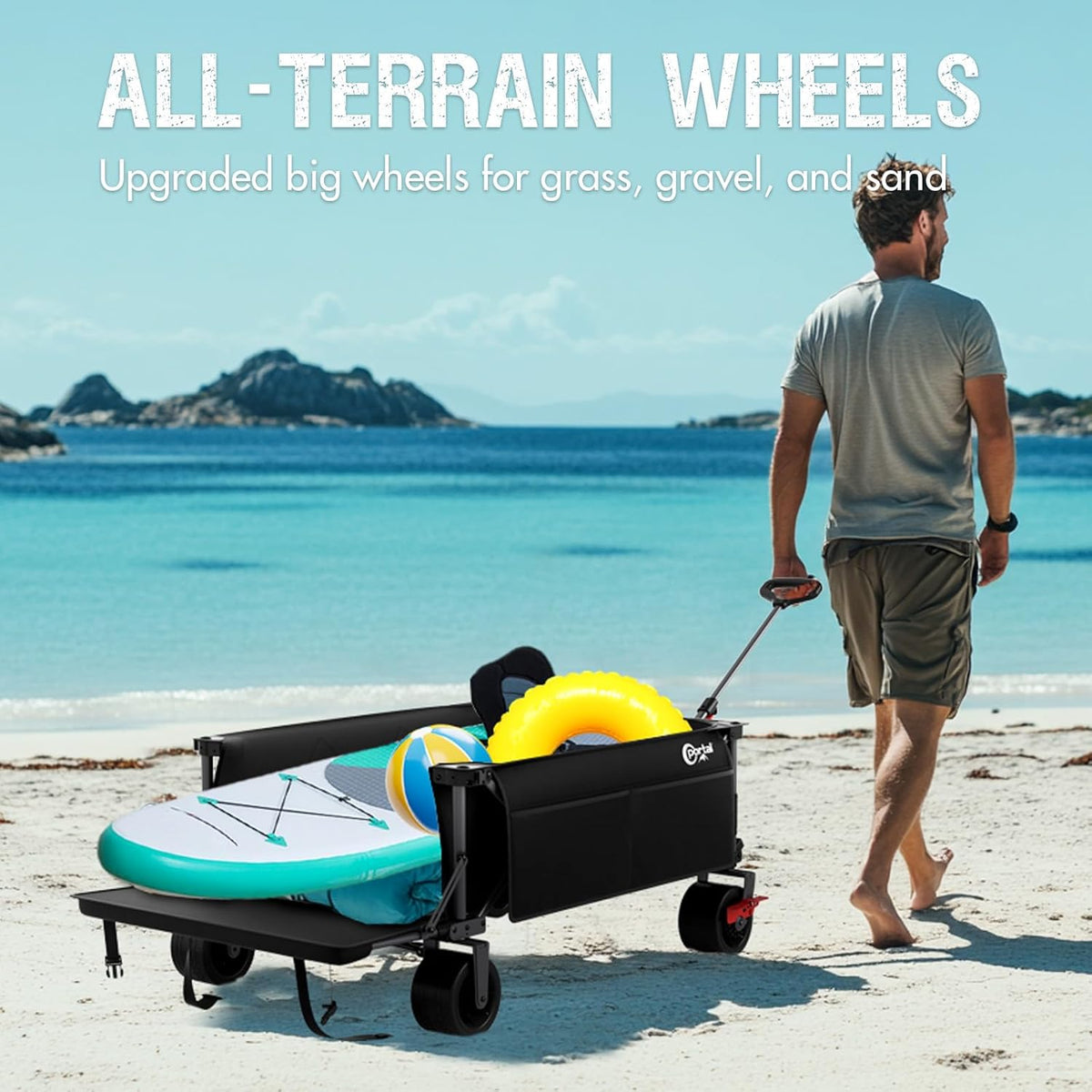 Portal 26" Extra Wide 55" Long Foldable Wagon with Tailgate, Large 600L Collapsible Wagon with