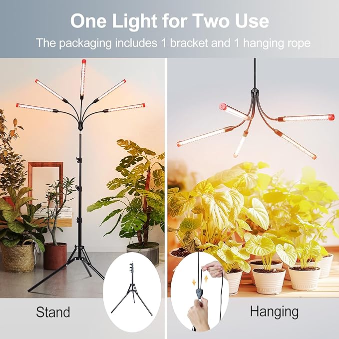 FECiDA Gamechanger! 45W 5Head Tripod Stand Tall Plant Light, 2025 Grow Lights for Indoor Plants