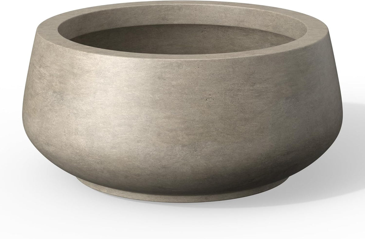 Kante 12.5" Dia Round Concrete Bonsai Planters, Outdoor Indoor Garden Plant Pot with Drainage Hole