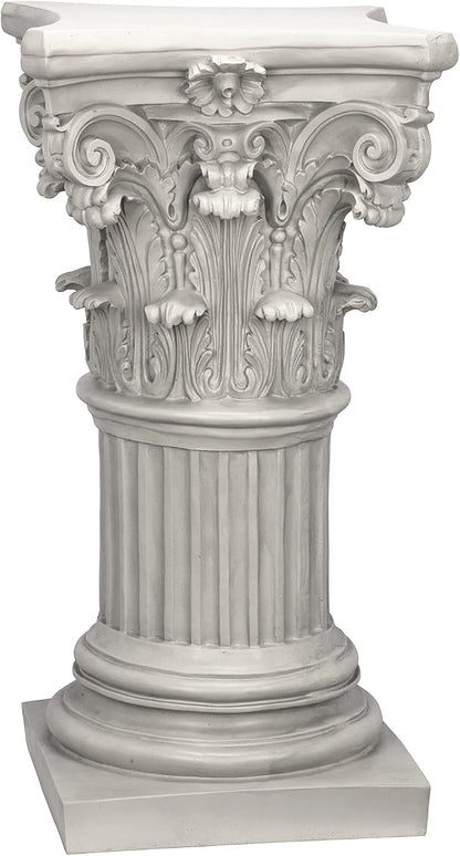 Design Toscano Corinthian Pedestal Column Plant Stand, Medium 29 Inch Tall, Cast Stone Resin