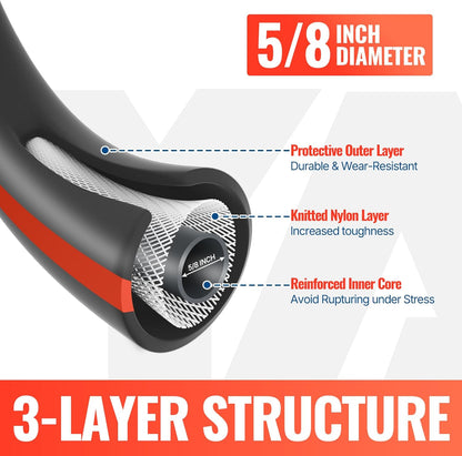 YAMATIC Short Garden Hose 3ft, 5/8" Leader Hose with Swivel Handle, Small Water Hose Extension
