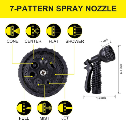 FOXEASE Metal water Hose 25 ft - Stainless Steel Water Hose with 2 Nozzles, Lightweight, Tangle