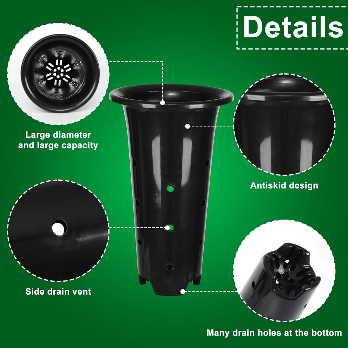 tchrules 15pcs Plastic Deep Plant Nursery Pots,8.66”Tall Tree Pots,Black Deep Seedling Container