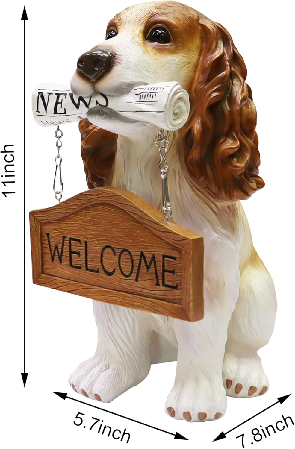 Nature's Mark Cocker Spaniel Dog Puppy Statue with Reversible Welcome Sign and Go Away Sign Resin