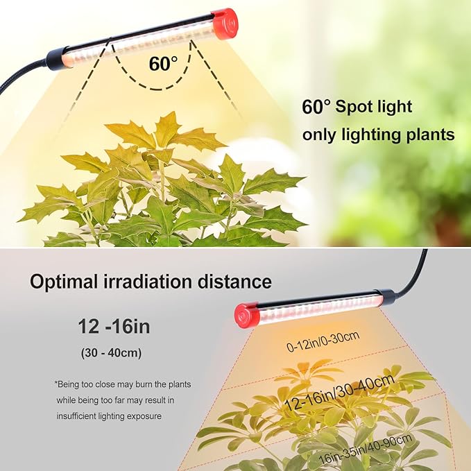 4Head Grow Lights for Indoor Plants, Seed Starting, Vegetables, Bonsai with Tripod Stand and Auto
