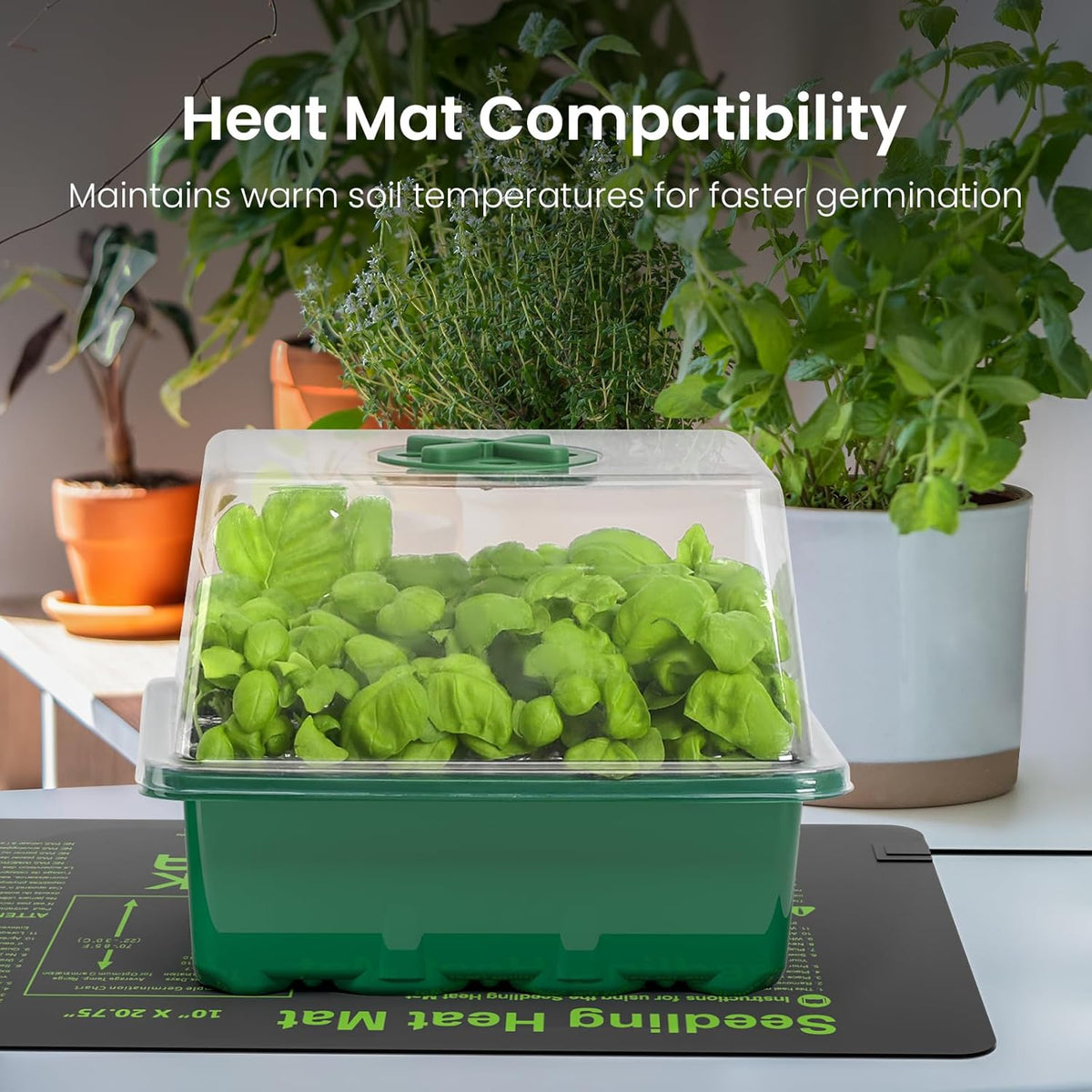 MIXC Seed Starter Kit with Grow Light, Elevated Seedling Tray Kit with Adjustable Humidity Dome and