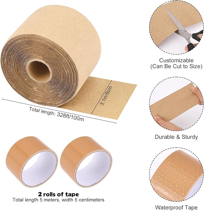 328 Ft Paper Tree Wrap for Damaged Bark, 3.15" Weather Resistant Tree Trunk Protectors Wraps to