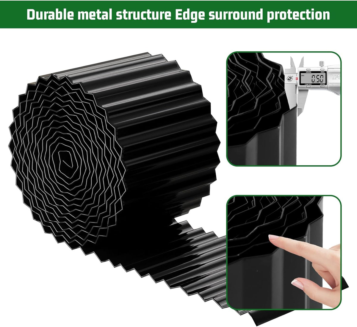 SnugNiture Corrugated Metal Garden Edging,6" x 20' Sturdy Lawn Edging Border,Landscape Edging