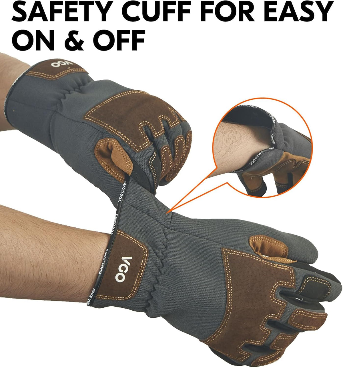 Vgo... 1-Pair Gardening Gloves Men, Safety Work Gloves, Puncture-proof, Thornproof, Touchscreen