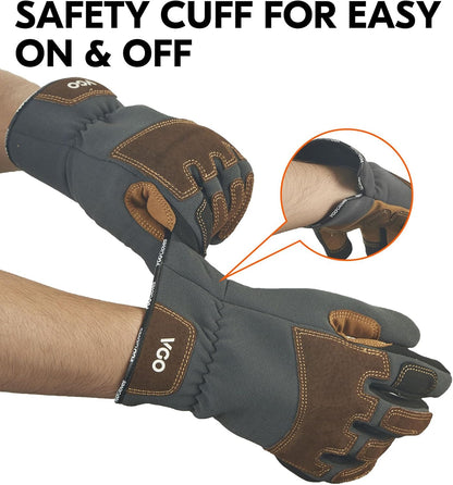 Vgo... 1-Pair Gardening Gloves Men, Safety Work Gloves, Puncture-proof, Thornproof, Touchscreen
