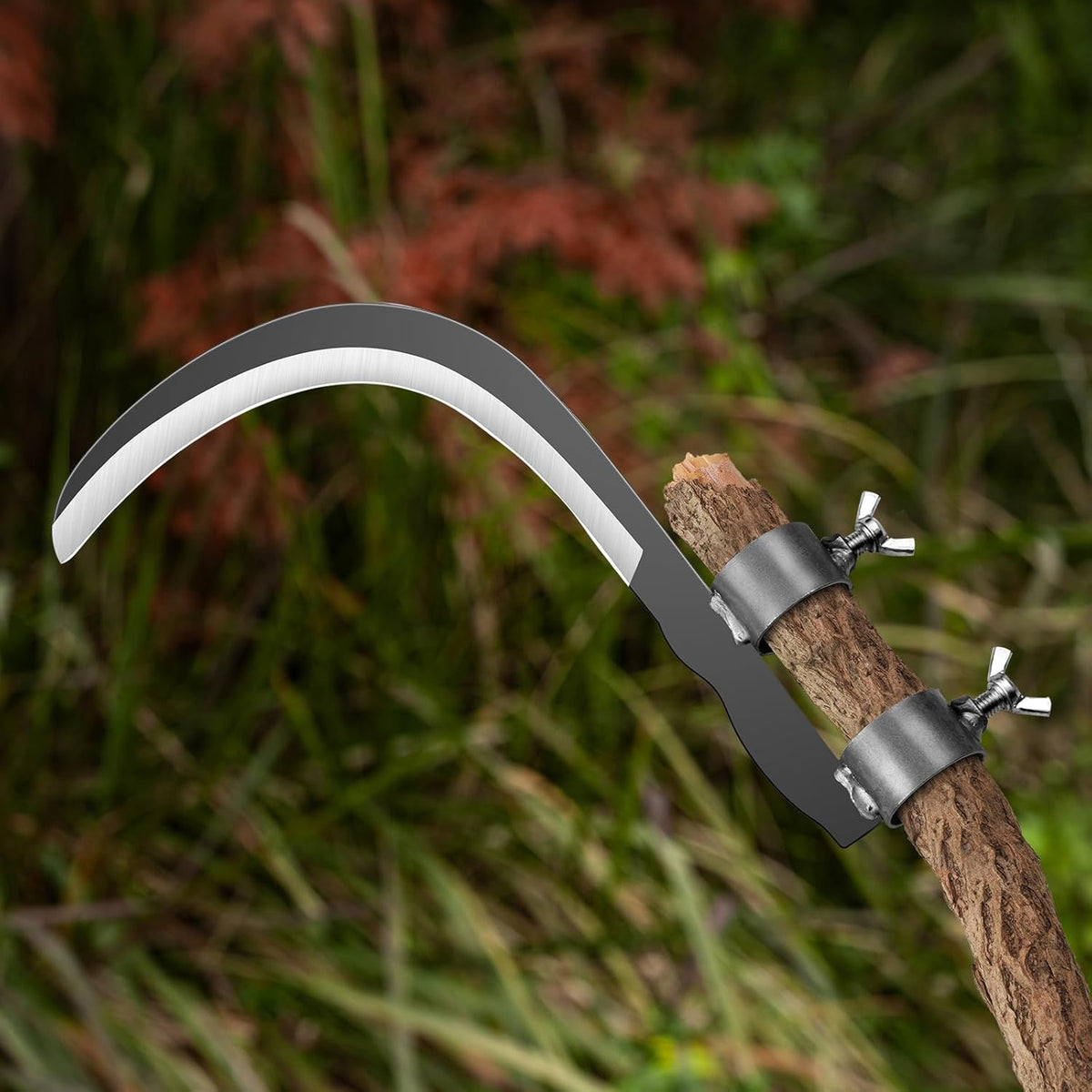 Steel Straw Sickle with Replaceable Wooden Handle Function, Manganese Steel Blade, Handheld